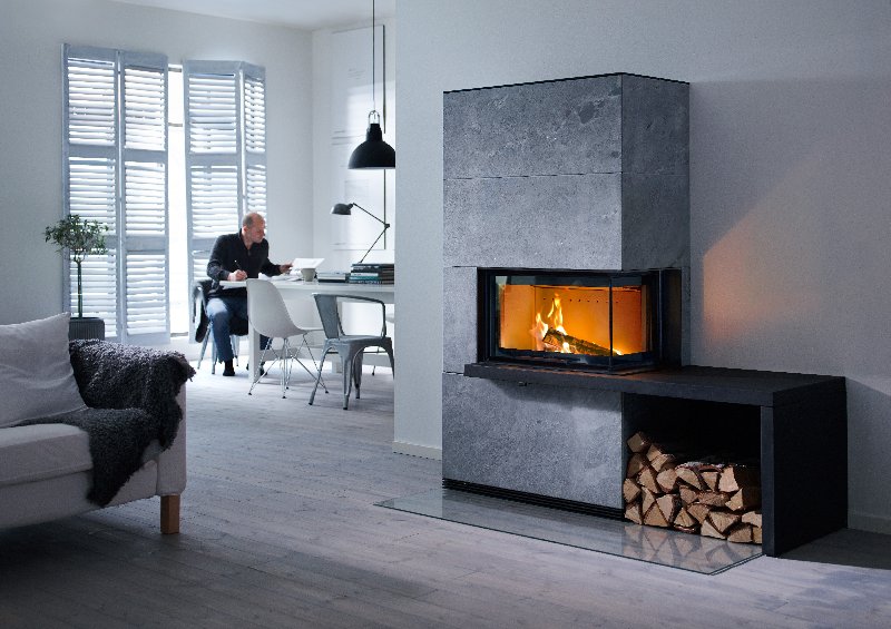 Contura i41T met plank en bank in het zwart
