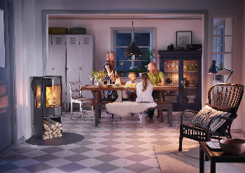 Contura 556 noir - Porte vitrée, plateau en fonte