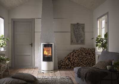 Contura 510 bianco - Porta in vetro, ripiano in vetro