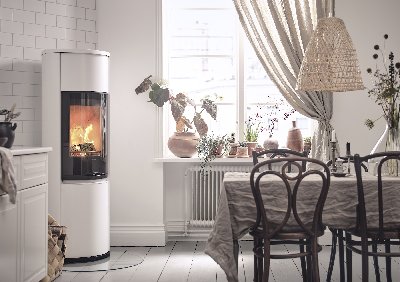 Contura 690 wit - Glasdeur, aluminium gelakte bovenplaat