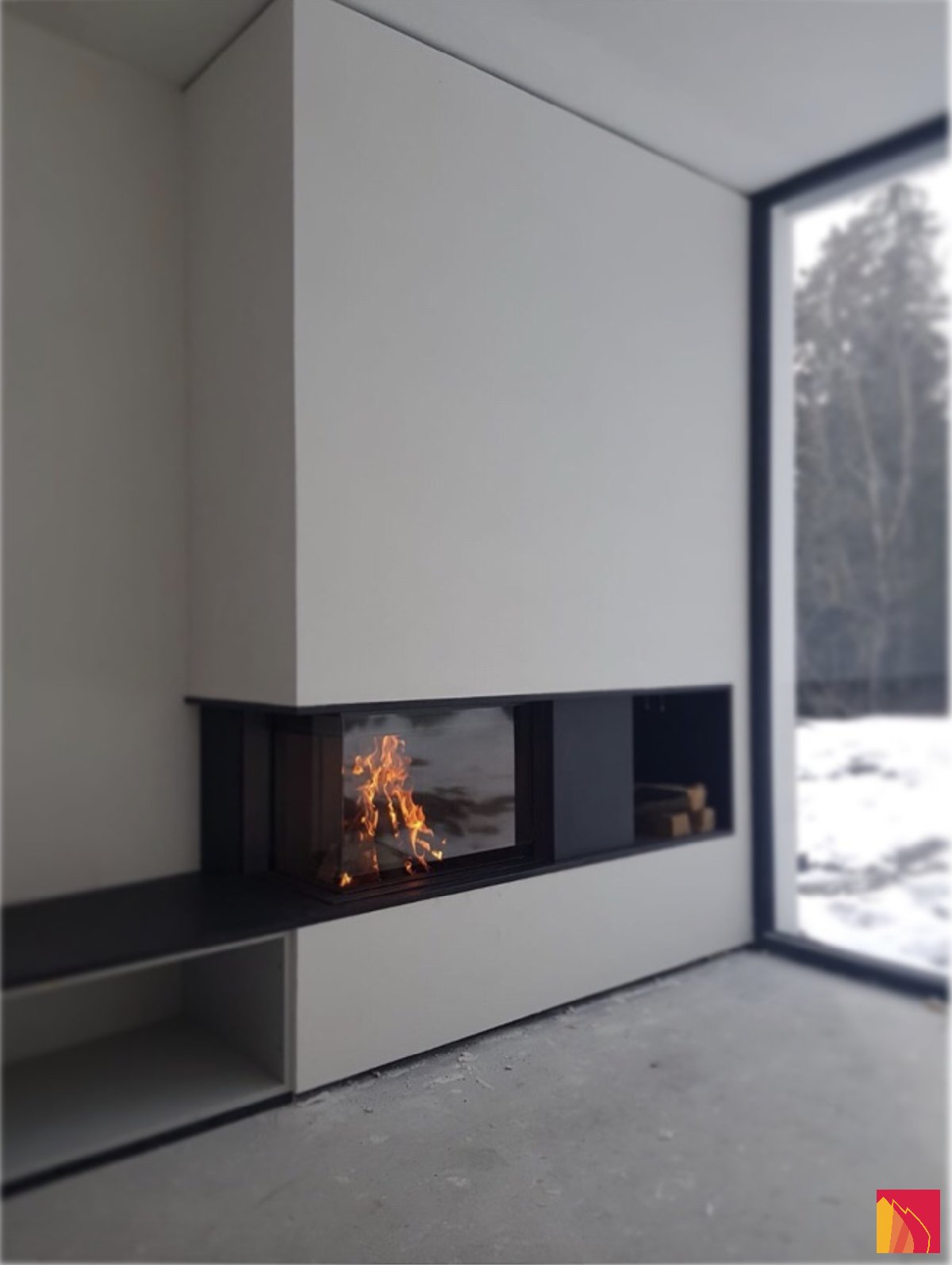 Corner fireplace Luna Diamond 900CL - Carron-Lugon