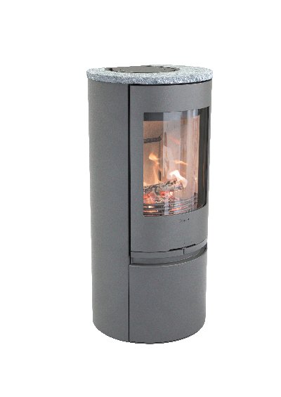 Contura 510 grigio - Porta in ghisa, piastra superiore in pietra ollare