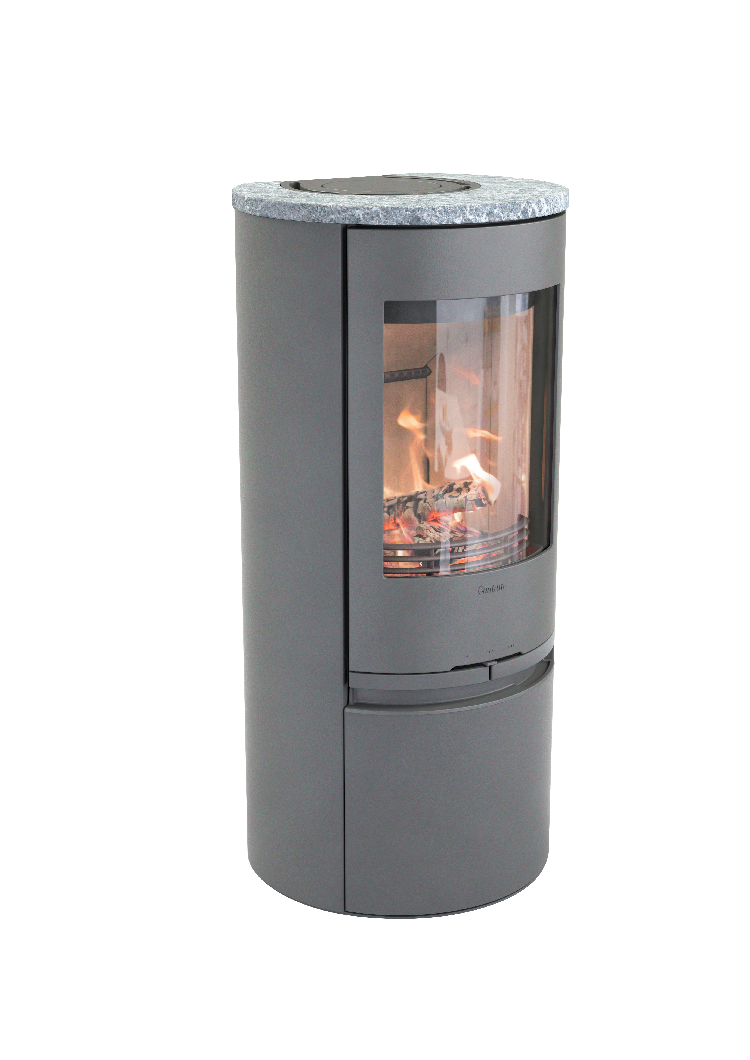 Contura 510 gris - Porte en fonte, plateau supérieur en pierre ollaire