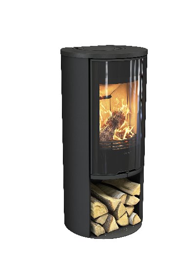Contura 510 nero - Porta in vetro, ripiano in ghisa