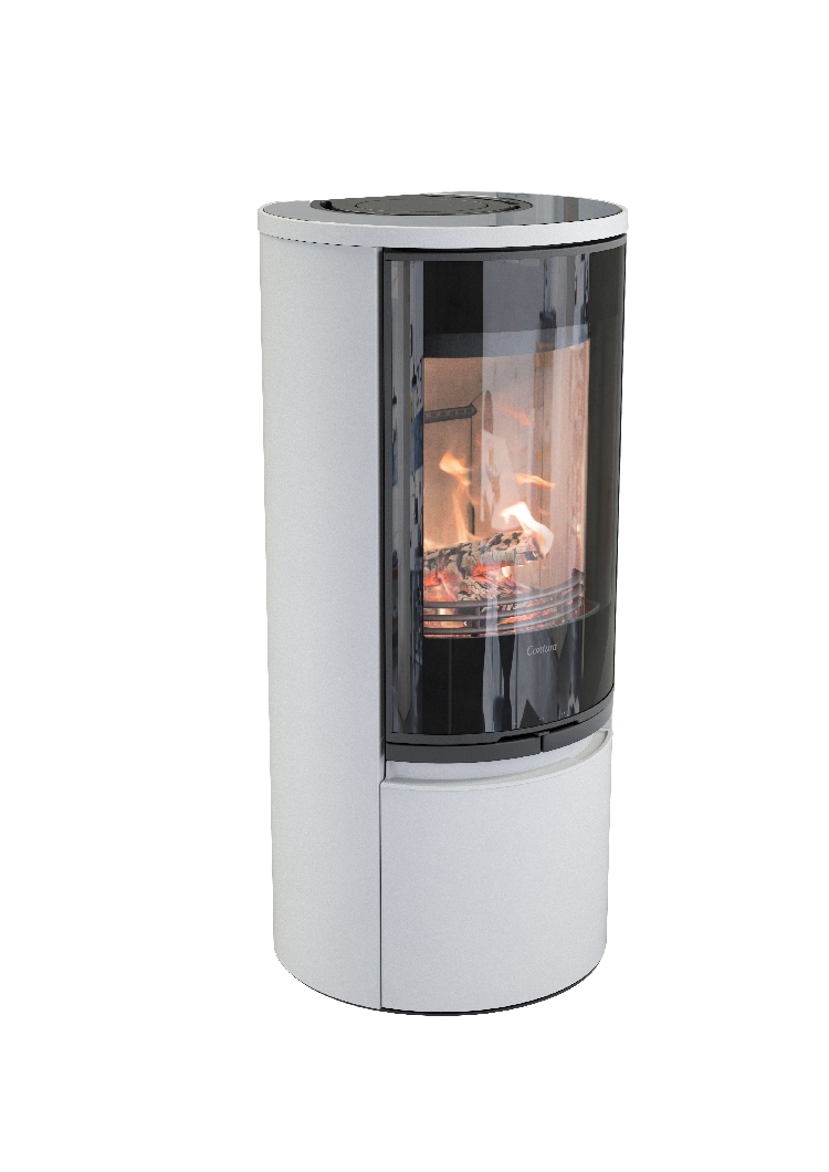 Contura 510 blanc - Porte en verre, plateau en verre