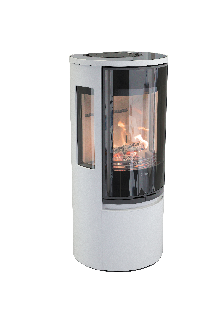 Contura 556 blanc - Porte vitrée, plateau en verre