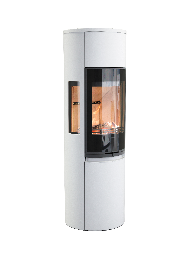 Contura 596 blanc - Porte en verre, plateau en fonte