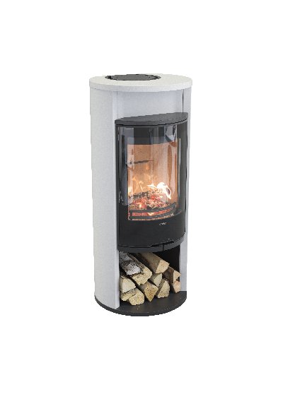 Contura 610 wit - Glazen deur, bovenplaat in gelakt aluminium