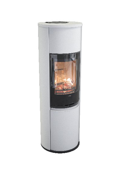 Contura 690 wit - Glasdeur, aluminium gelakte bovenplaat