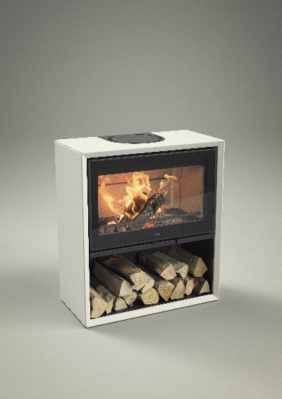 Contura 310 white with glass door
