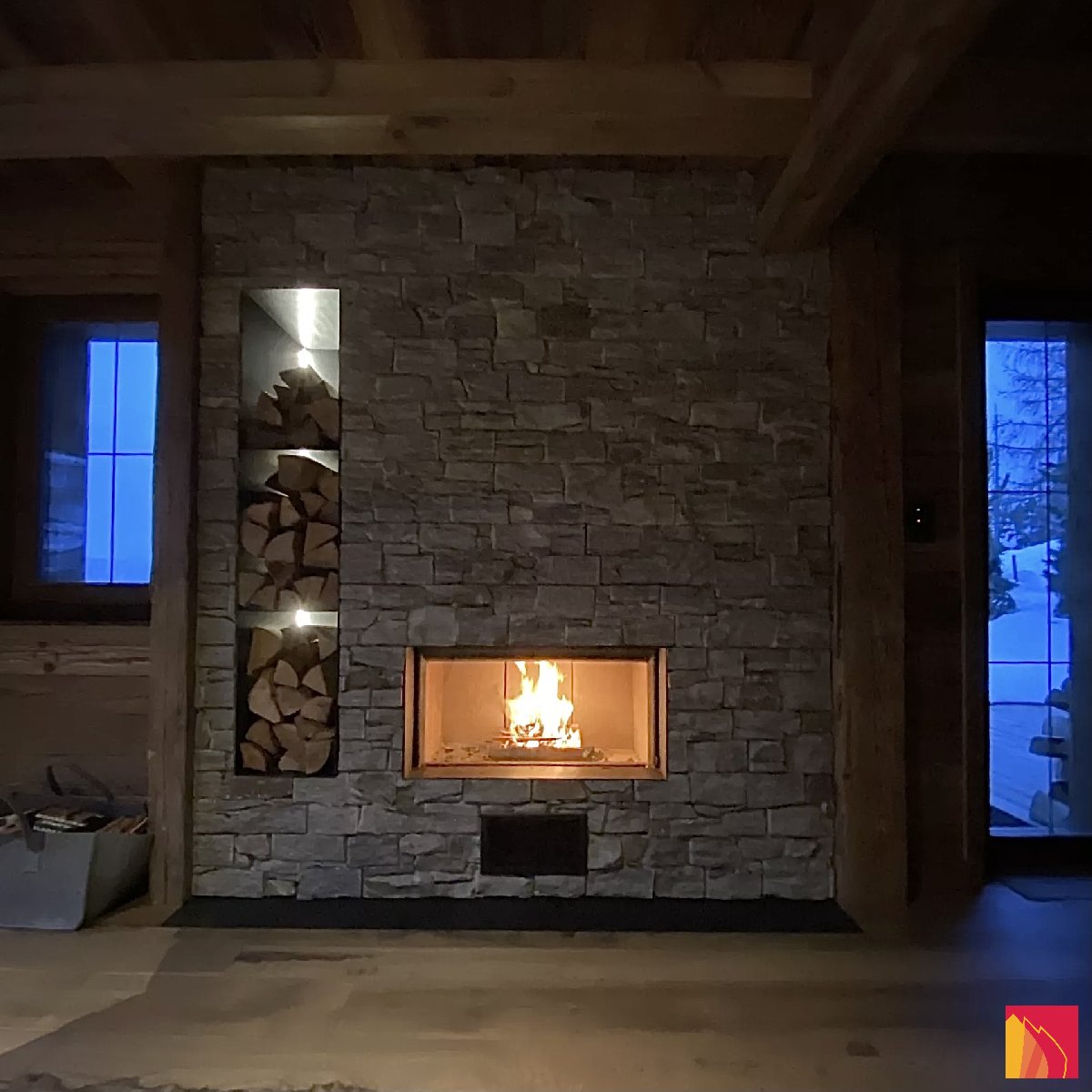Front fireplace with a stone covering - Carron-Lugon